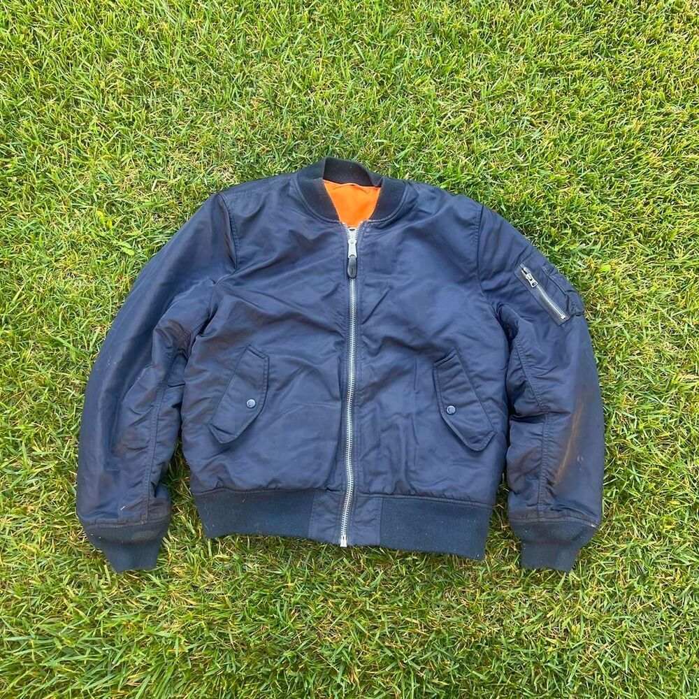 Alpha Industries Flight Bomber aviation Jacket Mens slim fit size xxl navy